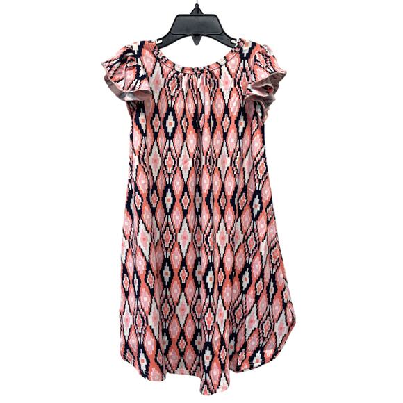 Dot Dot Smile NWT Girls' 3/4 Pink Argyle Pattern Cap Ruffle Sleeve Swing Dress - Picture 4 of 4